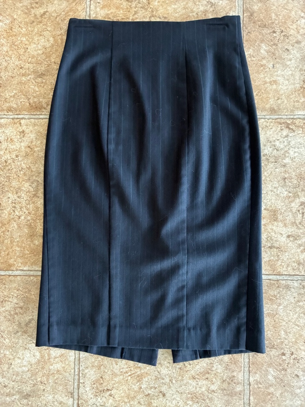 bebe Black Pinstripe High-Waist Pencil Skirt